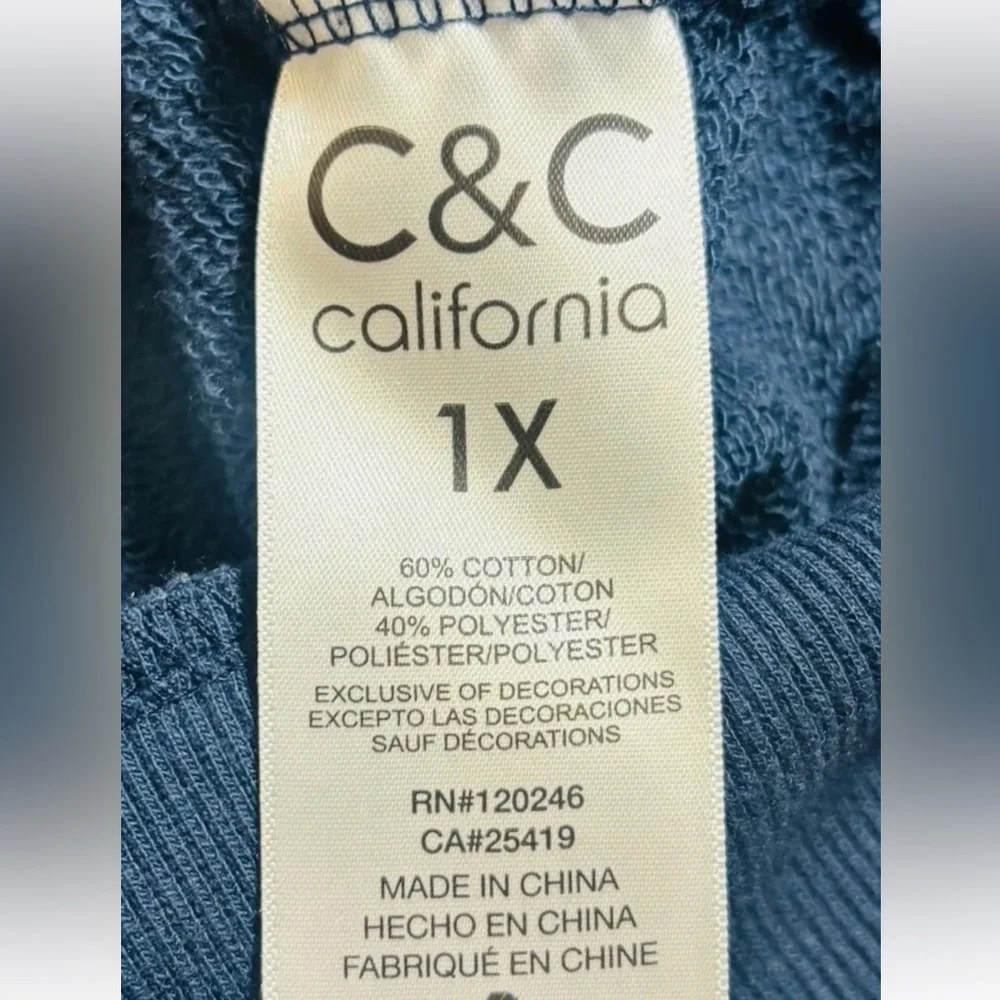 C & C California Women's 1X Sweatshirt Blue Sunset Graphic Top Long Sleeve - Picture 4 of 9